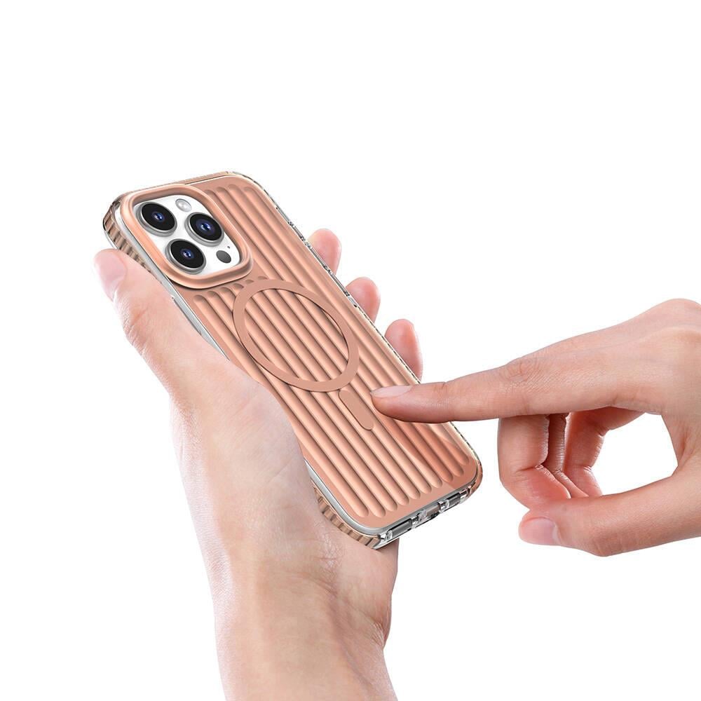 Apple iPhone 16 Pro Max Kılıf M-safe Şarj Özellikli Oyuklu Tasarım Mutural Bumpy Clear Kapak