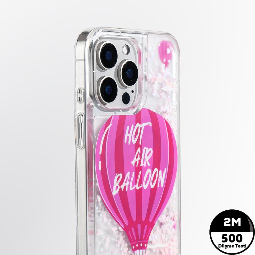 Apple iPhone 16 Pro Max Kılıf M-safe Şarj Özellikli Parlak Kumlu Sıvılı Youngkit Pink Dream Quicksand Serisi Kapak