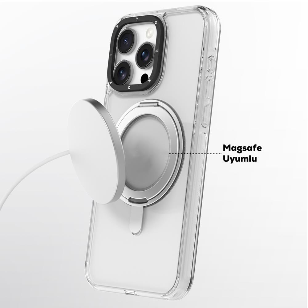 Apple iPhone 16 Pro Max Kılıf M-safe Şarj Özellikli Parmak Ring Standlı Youngkit Pivot Serisi Kapak