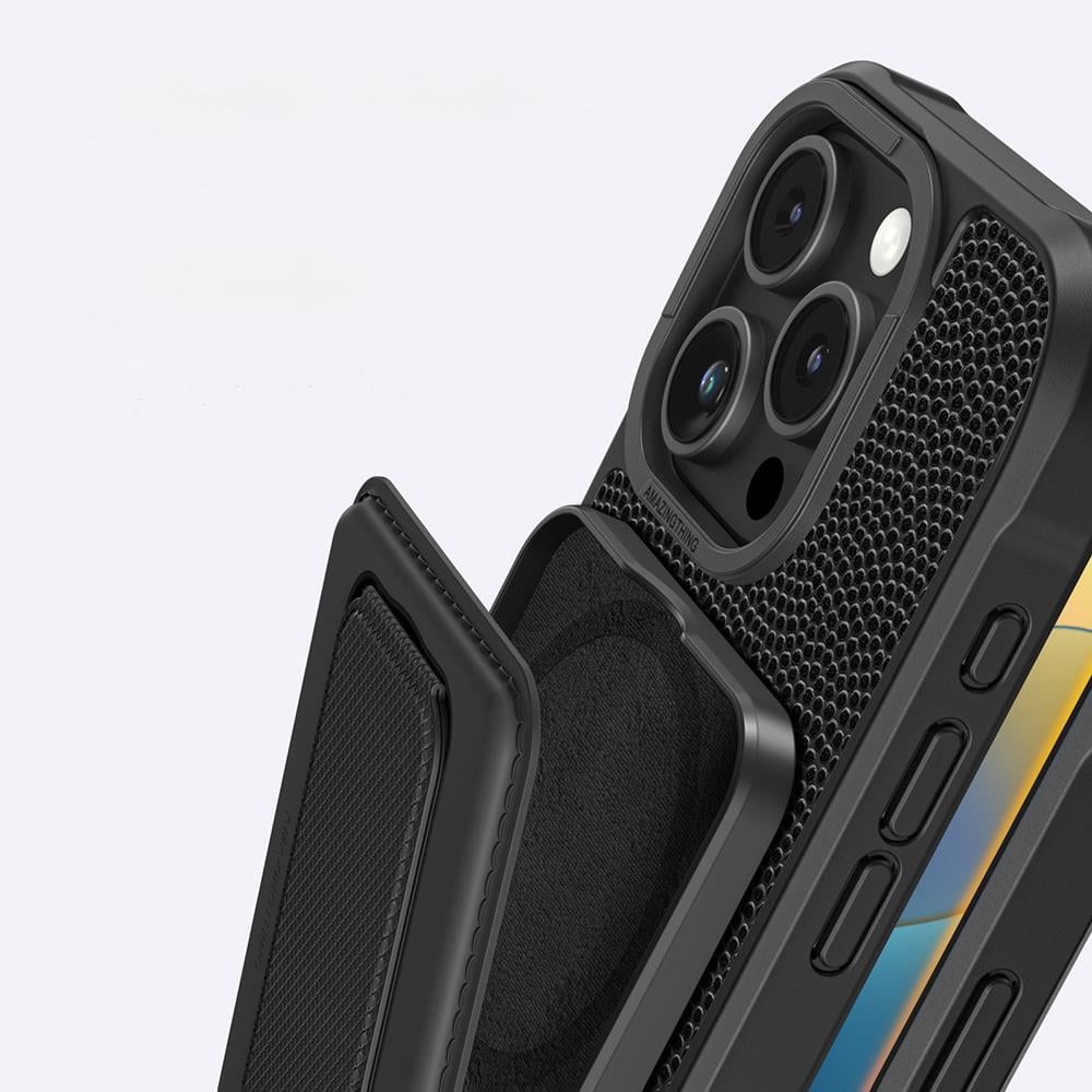 Apple iPhone 16 Pro Max Kılıf M-safe Şarj Özellikli Standlı Kartlıklı Set Amazingthing Glamour Luxe Serisi Kapak