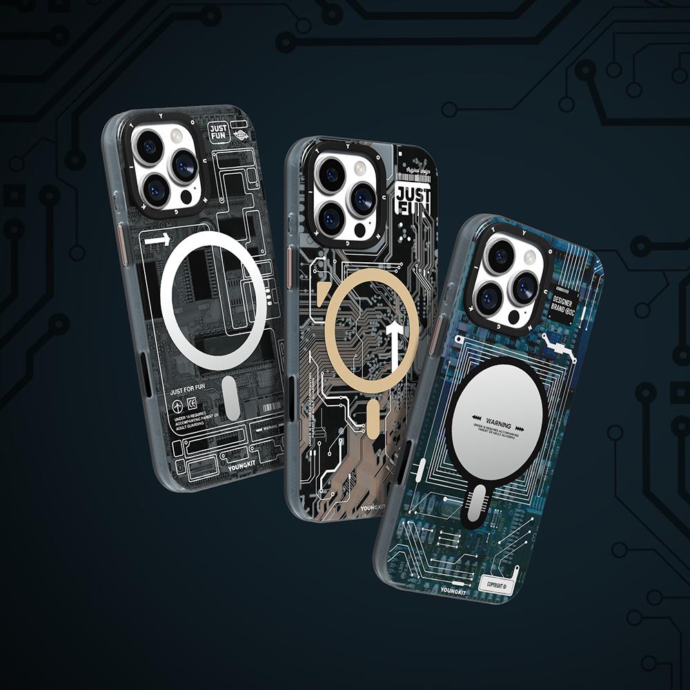 Apple iPhone 16 Pro Max Kılıf M-safe Şarj Özellikli Aramid Fiber Pitaka Military-Grade Sunset-Moonrise Serisi Sunset Kapak