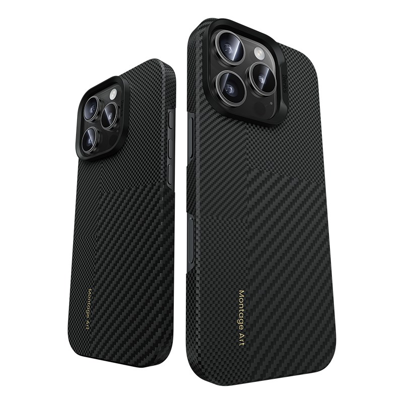Apple iPhone 16 Pro Max Kılıf Magsafe Şarj Özellikli Karbon Fiber Benks Yeni Seri Montage ArmorAir Kevlar Kapak