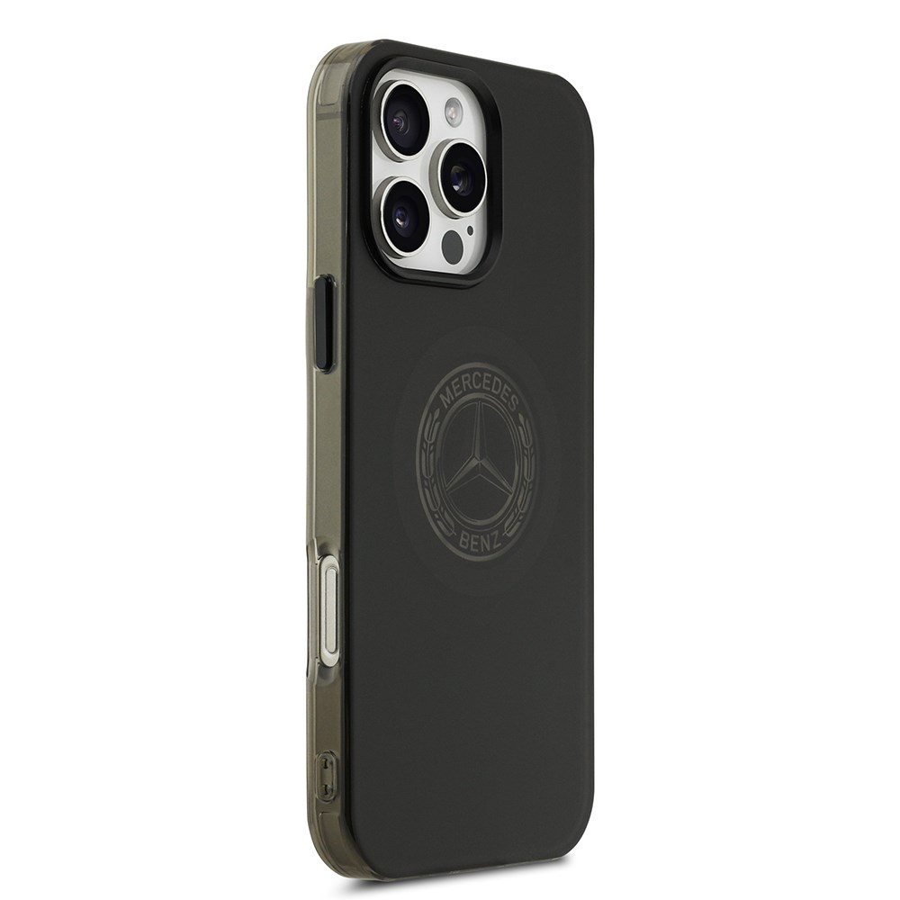 Apple iPhone 16 Pro Max Kılıf Mercedes Benz Orjinal Lisanslı M-safe Şarj Özellikli Buzlu PC Nostaljik Yıldız Dizayn Kapak