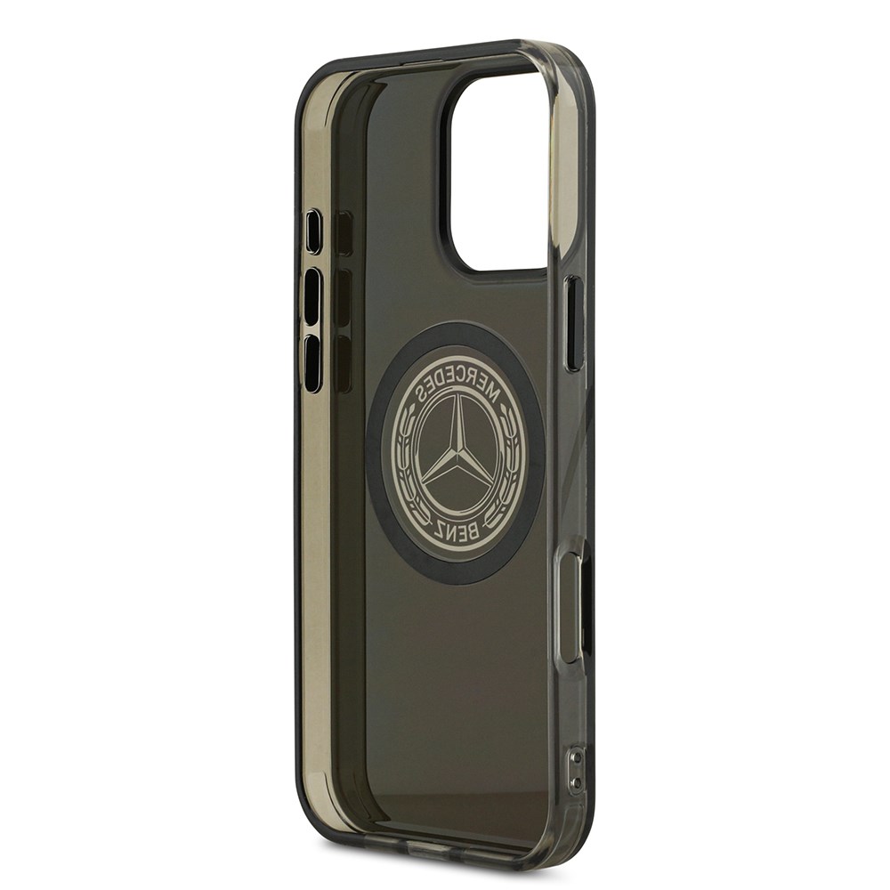 Apple iPhone 16 Pro Max Kılıf Mercedes Benz Orjinal Lisanslı M-safe Şarj Özellikli Buzlu PC Nostaljik Yıldız Dizayn Kapak