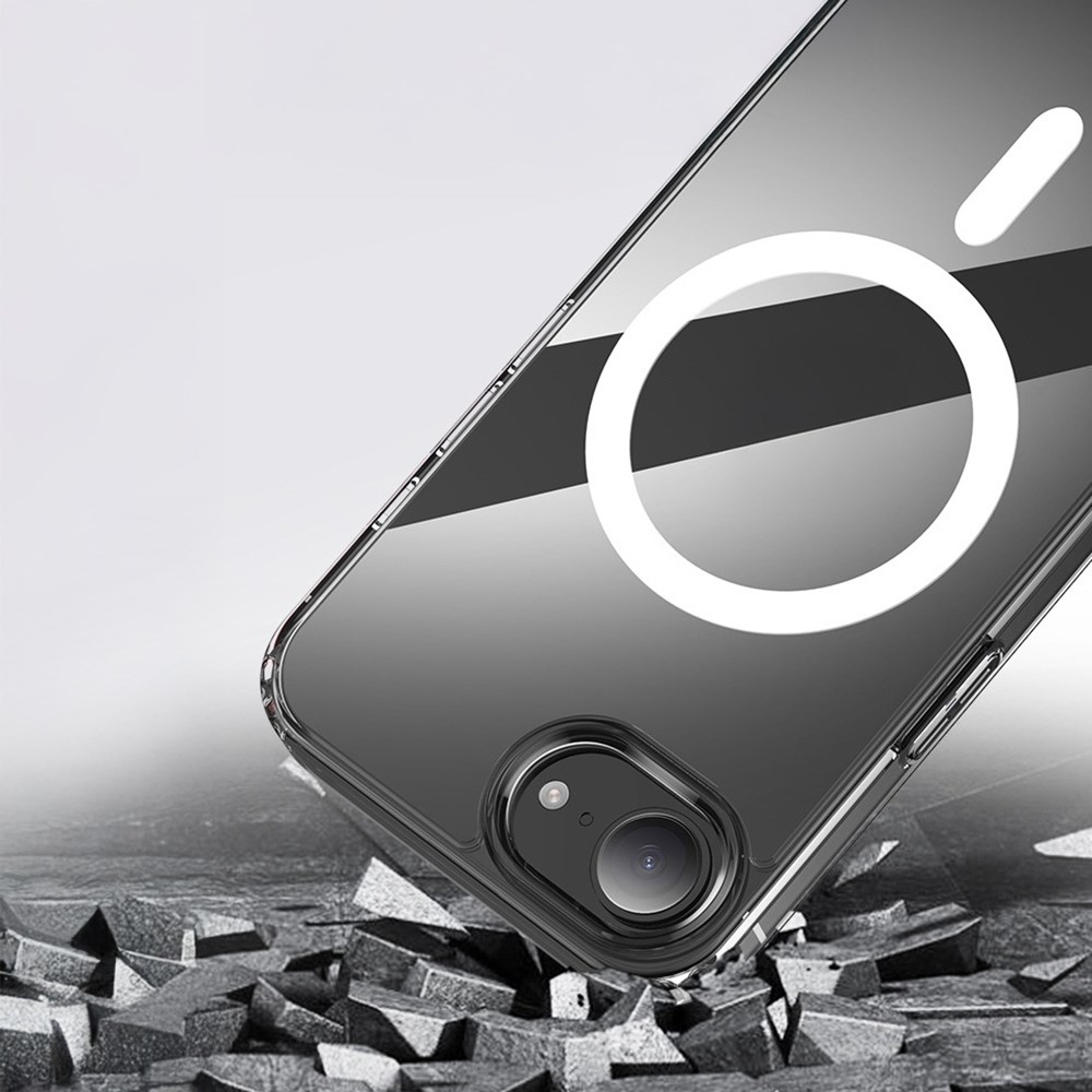 Apple iPhone 16E Kılıf M-safe Şarj Özellikli Şeffaf Sert PC Zore Embos Kapak