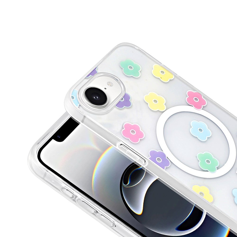 Apple iPhone 16E Kılıf M-Safe Şarj Özellikli Şeffaf Zore Folk Sert Kapak