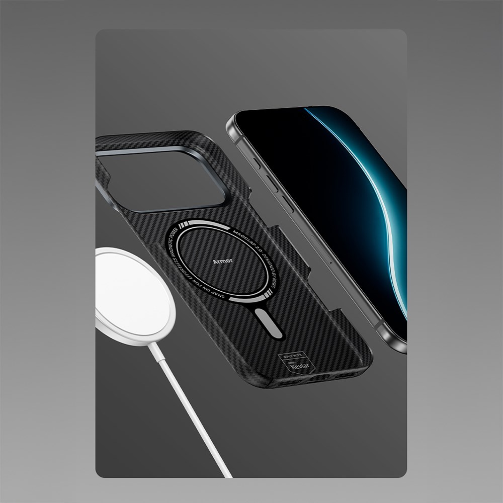 Apple iPhone 17 Air Kılıf Benks M-safe Şarj Özellikli Metal Kamera Çerçeveli Magnetik ArmorAir 600D Kevlar Fiber Kapak