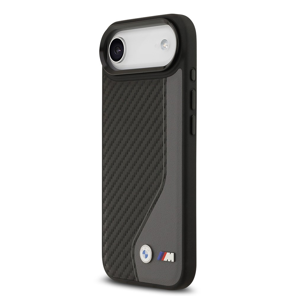 Apple iPhone 17 Air Kılıf BMW Orjinal Lisanslı M-safe Şarj Özellikli Metal BMW ve M Logolu PU Karbon Tasarımlı Kapak