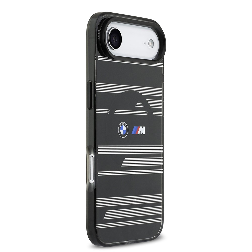 Apple iPhone 17 Air Kılıf BMW Orjinal Lisanslı M-safe Şarj Özellikli Metal Kamera Butonlu Yatay Şeritli M Dizayn Kapak