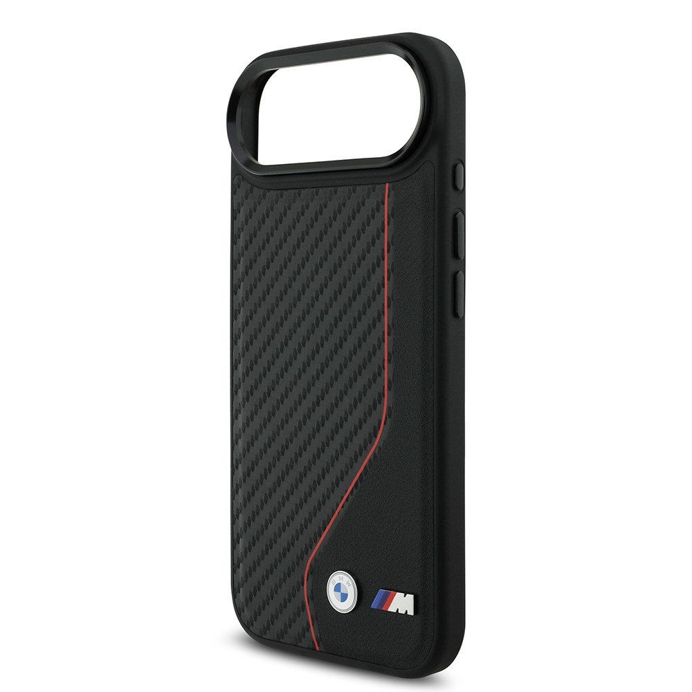 Apple iPhone 17 Air Kılıf BMW Orjinal Lisanslı M-safe Şarj Özellikli Metal BMW ve M Logolu PU Karbon Tasarımlı Kapak