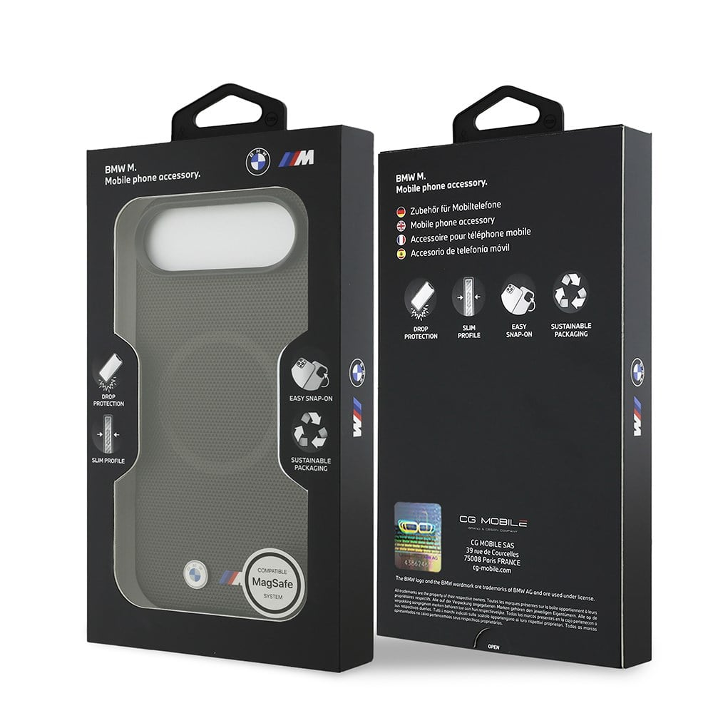 Apple iPhone 17 Air Kılıf BMW Orjinal Lisanslı M-safe Şarj Özellikli Metal Logolu Delikli M Dizayn Deri Kapak