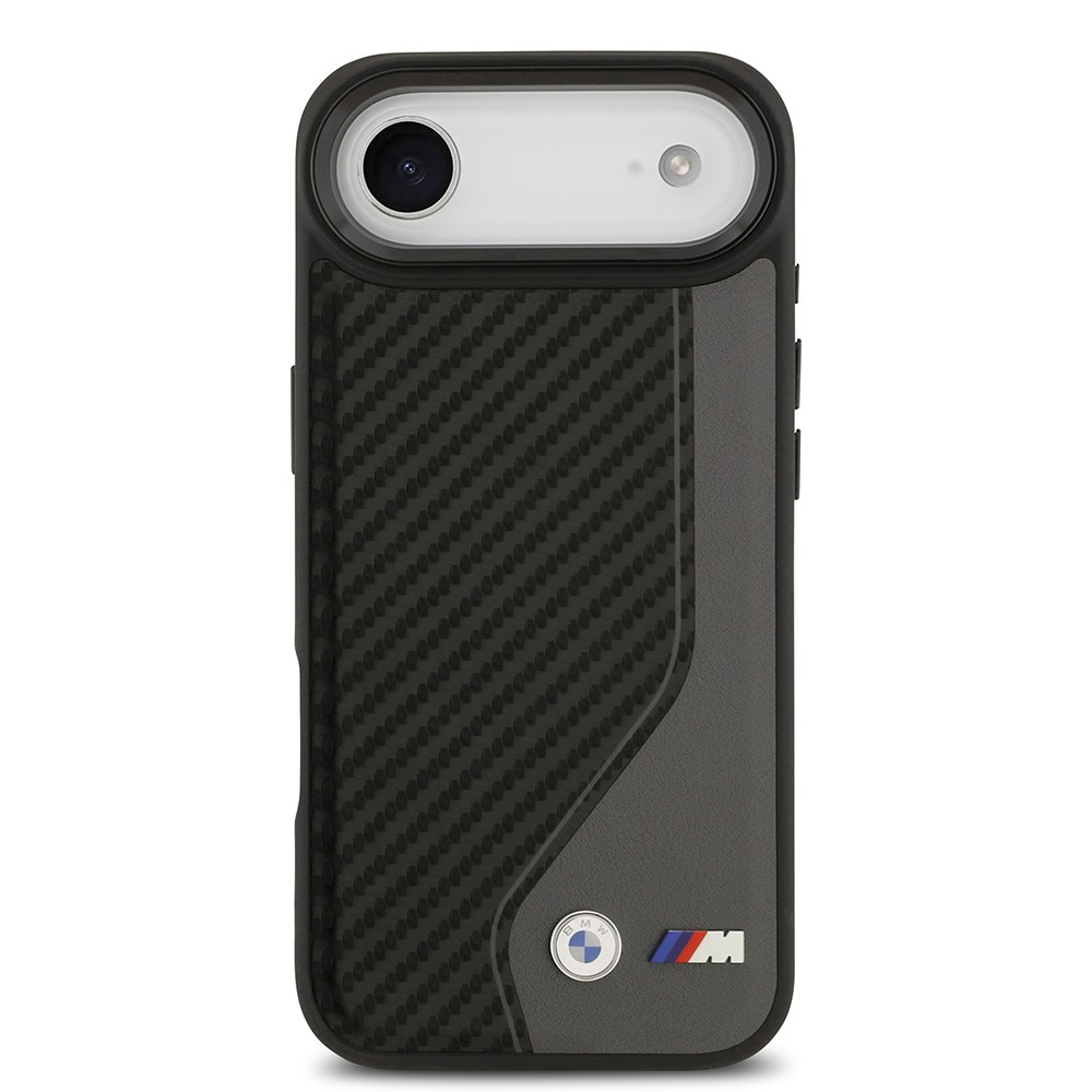Apple iPhone 17 Air Kılıf BMW Orjinal Lisanslı M-safe Şarj Özellikli Metal BMW ve M Logolu PU Karbon Tasarımlı Kapak