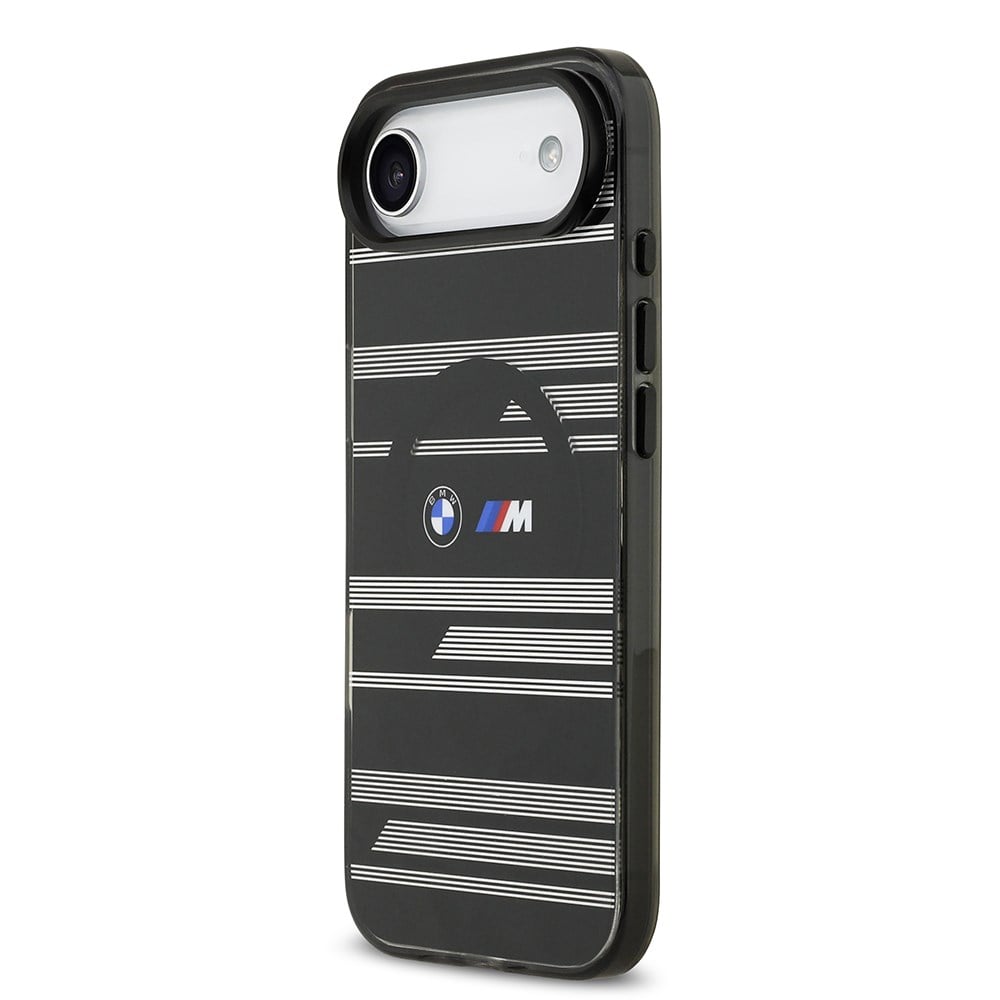 Apple iPhone 17 Air Kılıf BMW Orjinal Lisanslı M-safe Şarj Özellikli Metal Kamera Butonlu Yatay Şeritli M Dizayn Kapak