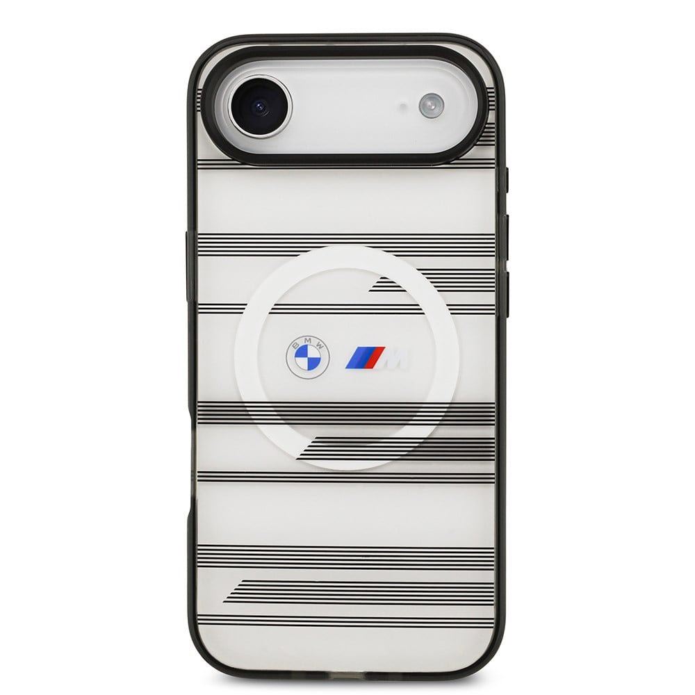 Apple iPhone 17 Air Kılıf BMW Orjinal Lisanslı M-safe Şarj Özellikli Metal Kamera Butonlu Yatay Şeritli M Dizayn Kapak