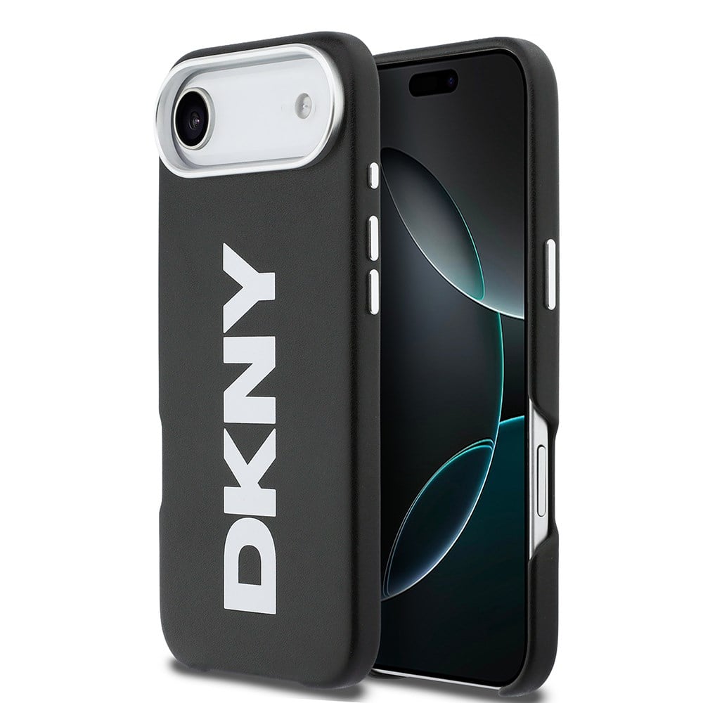 Apple iPhone 17 Air Kılıf DKNY Orjinal Lisanslı M-safe Şarj Özellikli PU Büyük Dikey Logolu Kapak