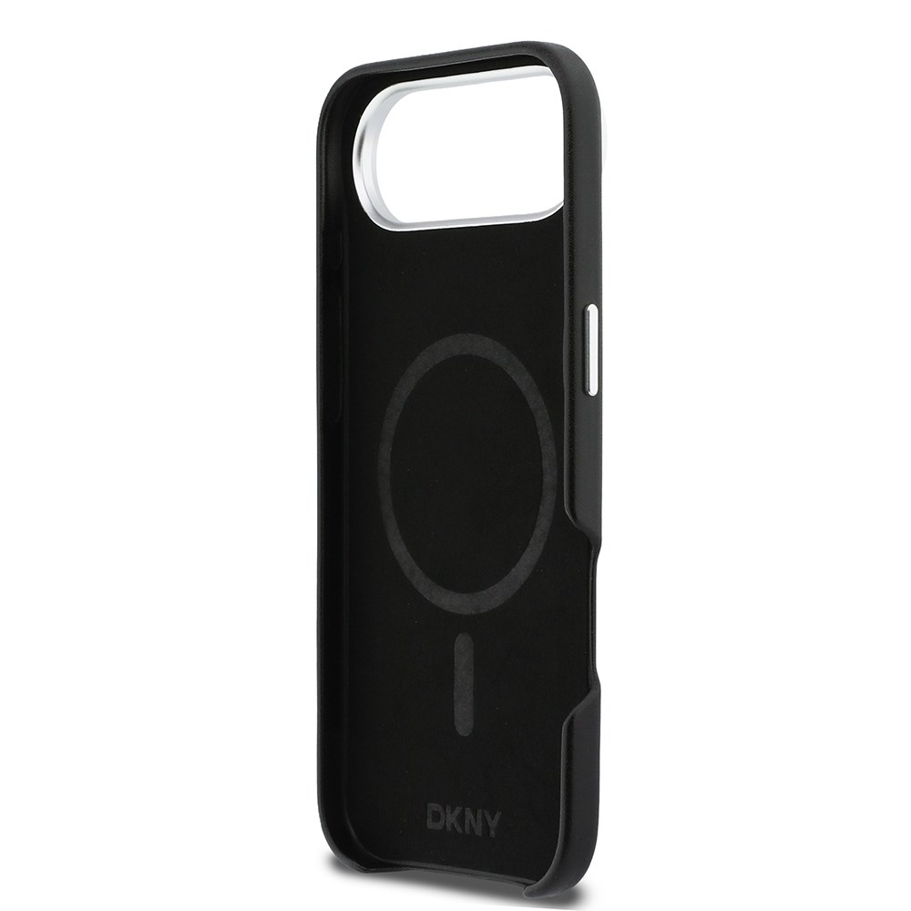 Apple iPhone 17 Air Kılıf DKNY Orjinal Lisanslı M-safe Şarj Özellikli PU Büyük Dikey Logolu Kapak