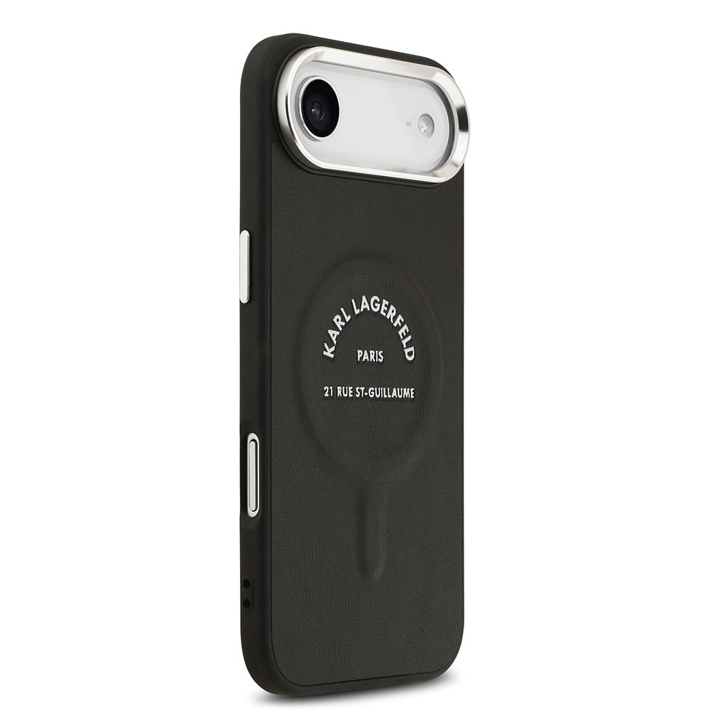 Apple iPhone 17 Air Kılıf Karl Lagerfeld Orjinal Lisanslı M-safe Şarj Özellikli Metal Kamera ve Buton Tasarımlı Paris RSG PU Deri Kapak