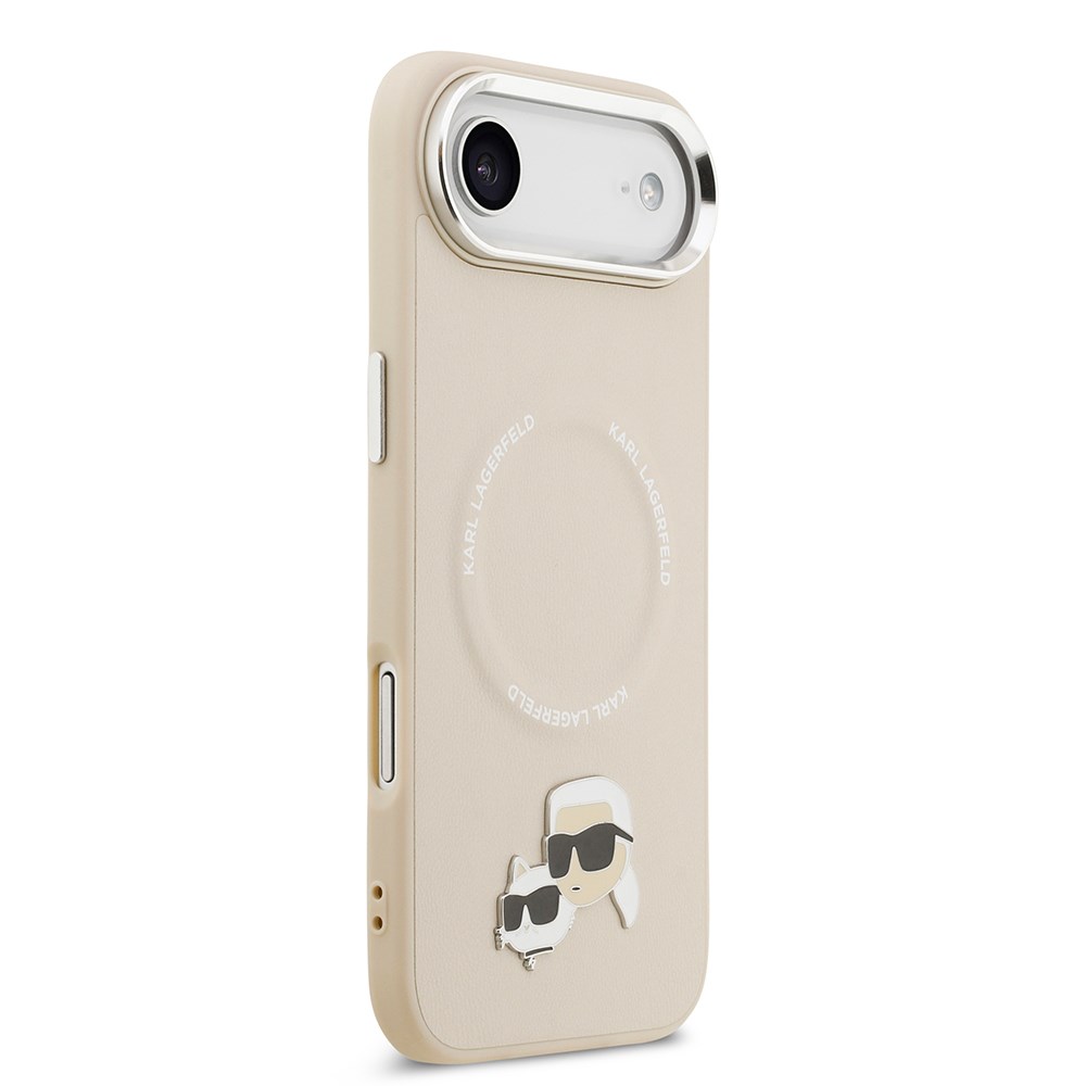 Apple iPhone 17 Air Kılıf Karl Lagerfeld Orjinal Lisanslı M-safe Şarj Özellikli Metal Kamera ve Buton Tasarımlı K&C PU Deri Kapak