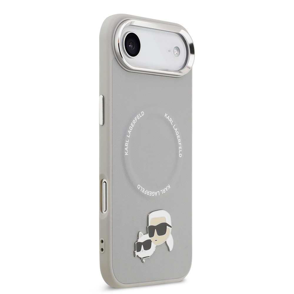 Apple iPhone 17 Air Kılıf Karl Lagerfeld Orjinal Lisanslı M-safe Şarj Özellikli Metal Kamera ve Buton Tasarımlı K&C PU Deri Kapak