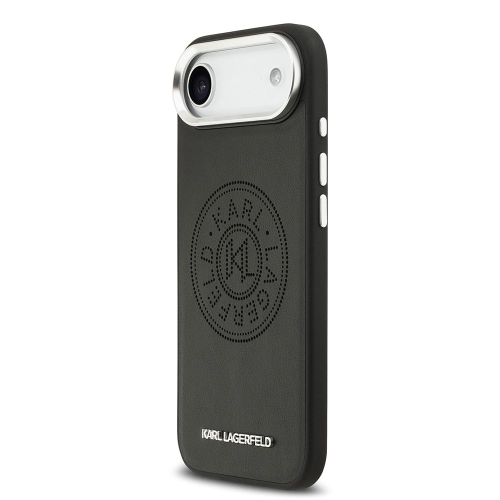 Apple iPhone 17 Air Kılıf Karl Lagerfeld Orjinal Lisanslı M-safe Şarj Özellikli Delikli Tasarım Metal Logolu PU Deri Kapak