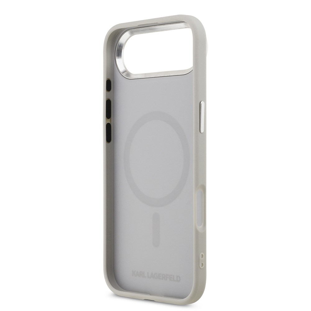 Apple iPhone 17 Air Kılıf Karl Lagerfeld Orjinal Lisanslı M-safe Şarj Özellikli Metal Kamera ve Buton Tasarımlı K&C PU Deri Kapak