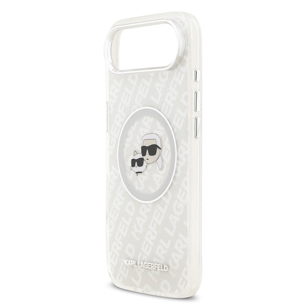 Apple iPhone 17 Air Kılıf Karl Lagerfeld Orjinal Lisanslı Parlayan Simli Karl & Choupette Heads Kapak