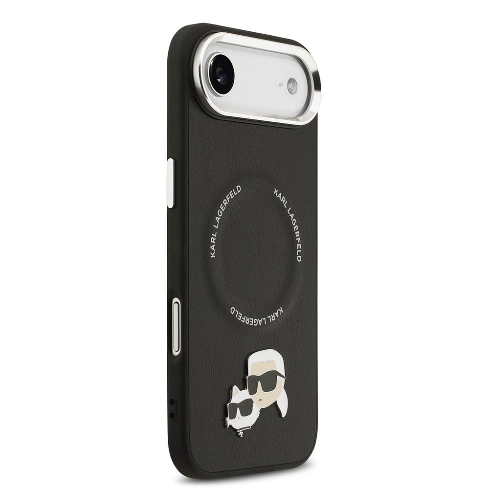 Apple iPhone 17 Air Kılıf Karl Lagerfeld Orjinal Lisanslı M-safe Şarj Özellikli Metal Kamera ve Buton Tasarımlı K&C PU Deri Kapak