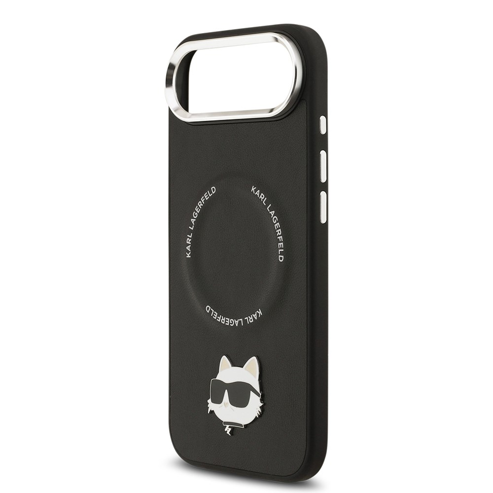 Apple iPhone 17 Air Kılıf Karl Lagerfeld Orjinal Lisanslı M-safe Şarj Özellikli Metal Kamera ve Buton Tasarımlı Choupette PU Deri Kapak