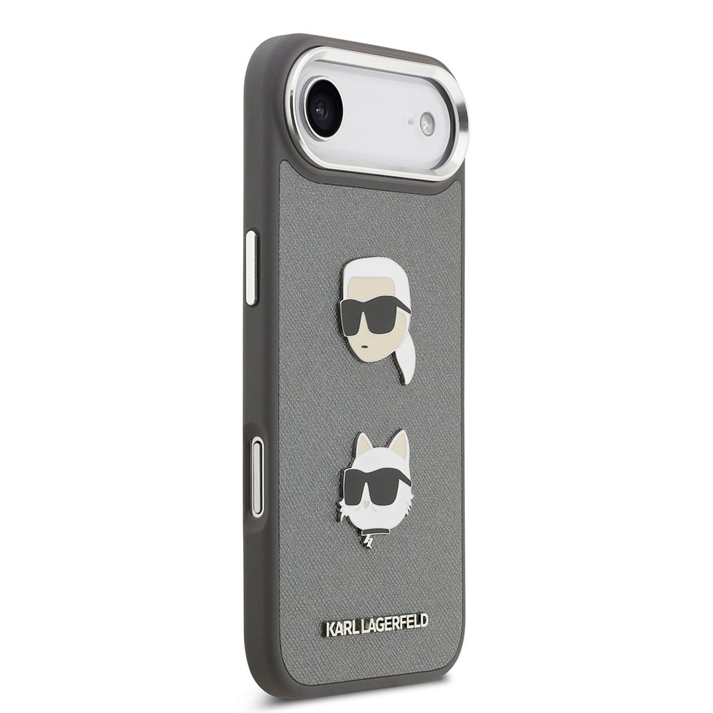 Apple iPhone 17 Air Kılıf Karl Lagerfeld Orjinal Lisanslı Metal Logolu K&C Heads Pin Kapak