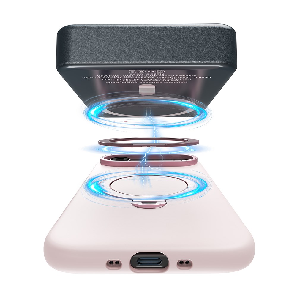 Apple iPhone 17 Air Kılıf M-safe Şarj Özellikli Metal Standlı Sıvı Silikon Lenyes CK223 Kapak