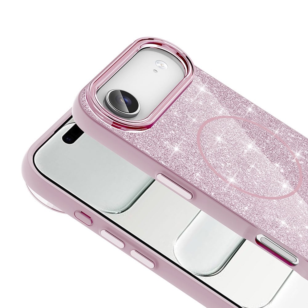 Apple iPhone 17 Air Kılıf M-safe Şarj Özellikli Parlayan Simli Zore Okso Kapak