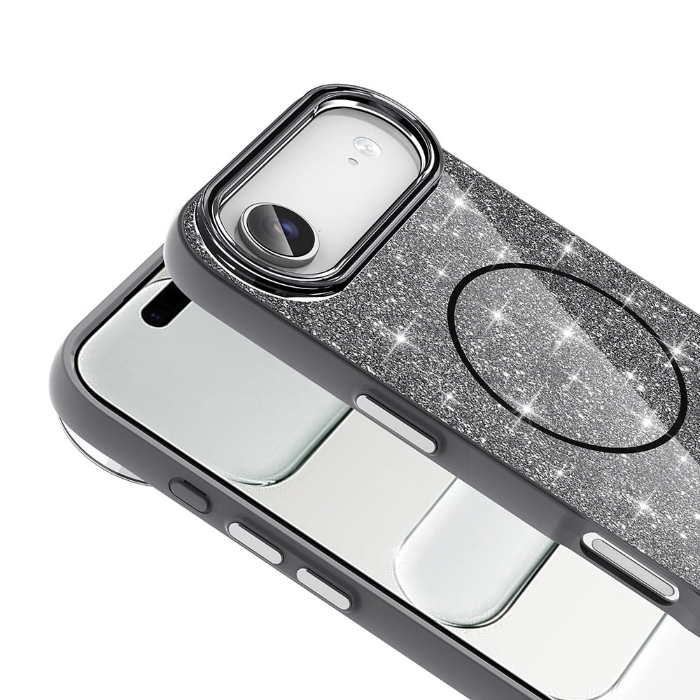 Apple iPhone 17 Air Kılıf M-safe Şarj Özellikli Parlayan Simli Zore Okso Kapak