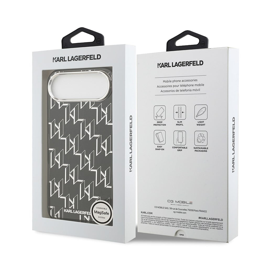 Apple iPhone 17 Air Kılıf Orjinal Lisanslı M-safe Şarj Özellikli Karl Lagerfeld IML Baskılı Monogram Dizayn Kapak