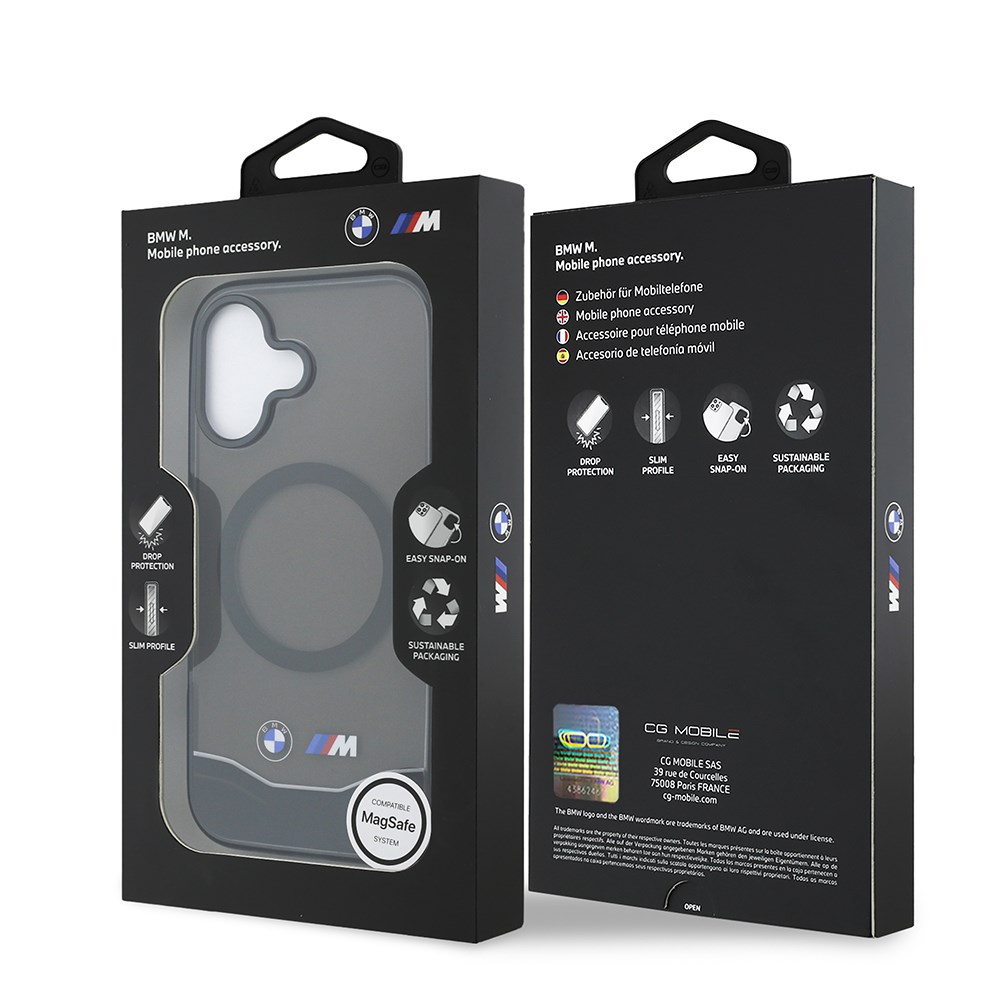 Apple iPhone 17 Kılıf BMW Orjinal Lisanslı M-safe Şarj Özellikli Metal Buton Tasarımlı Tranparan M Dizayn Kapak