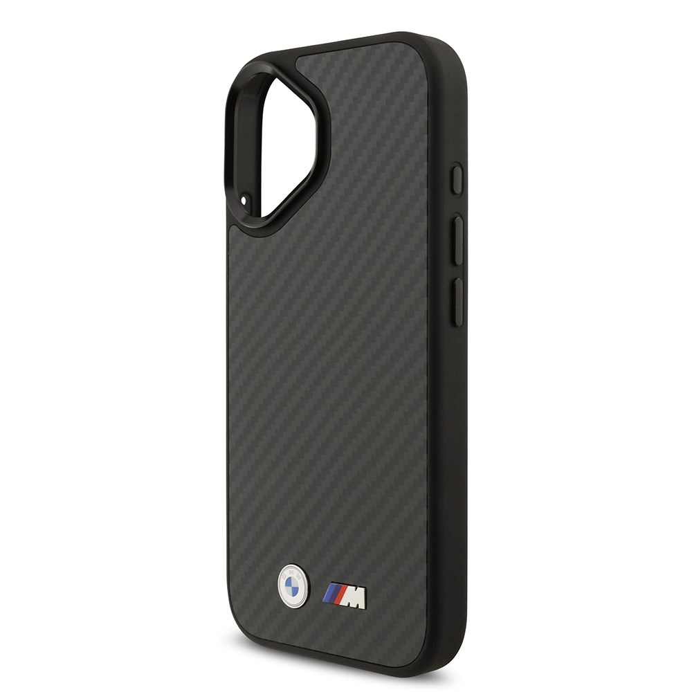 Apple iPhone 17 Kılıf BMW Orjinal Lisanslı M-safe Şarj Özellikli Karbon Fiber Metal Logolu Kapak