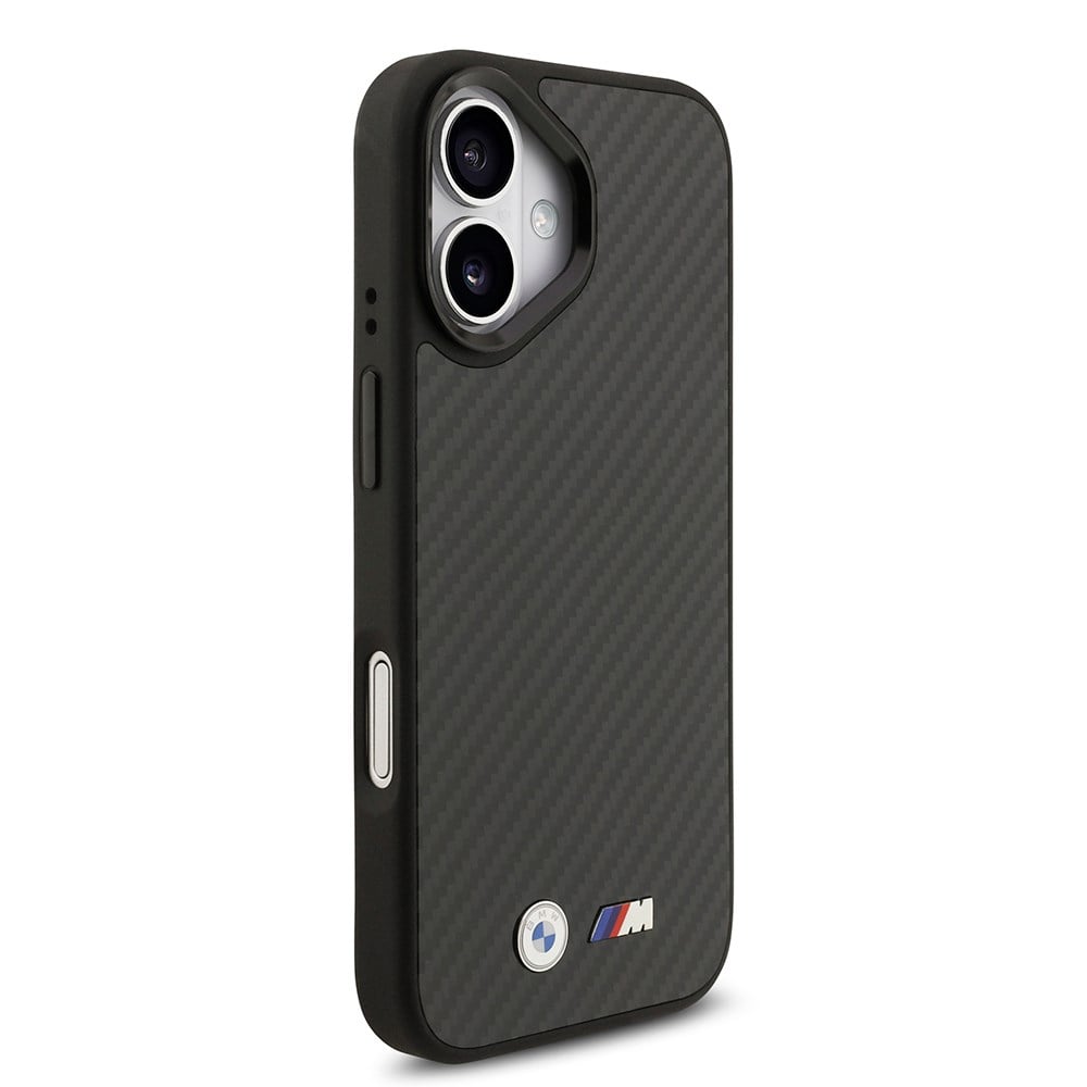 Apple iPhone 17 Kılıf BMW Orjinal Lisanslı M-safe Şarj Özellikli Karbon Fiber Metal Logolu Kapak