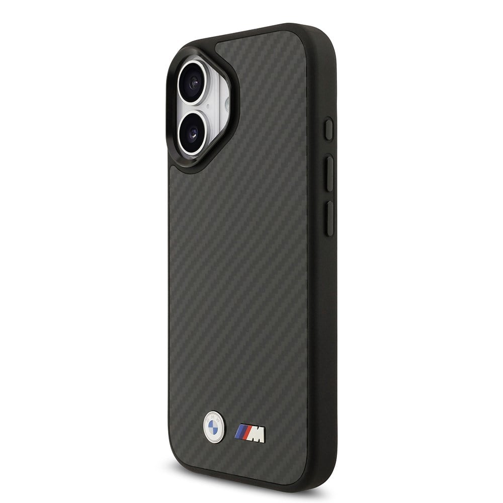 Apple iPhone 17 Kılıf BMW Orjinal Lisanslı M-safe Şarj Özellikli Karbon Fiber Metal Logolu Kapak