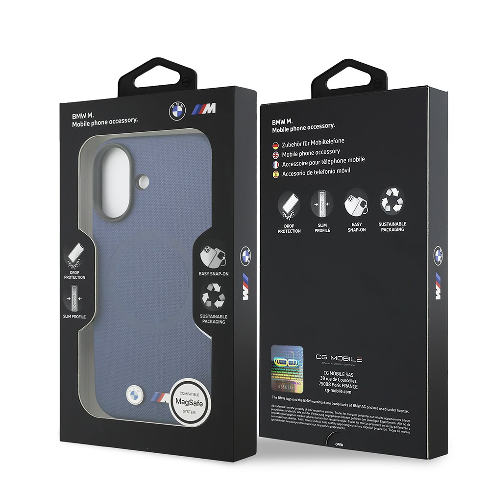 Apple iPhone 17 Kılıf BMW Orjinal Lisanslı M-safe Şarj Özellikli Metal Logolu Delikli M Dizayn Deri Kapak