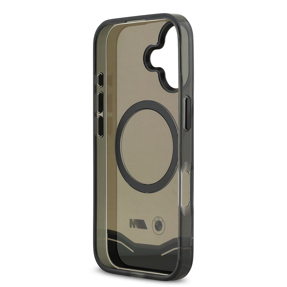 Apple iPhone 17 Kılıf BMW Orjinal Lisanslı M-safe Şarj Özellikli Metal Buton Tasarımlı Tranparan M Dizayn Kapak