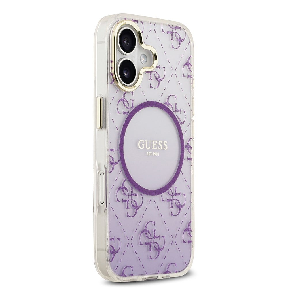 Apple iPhone 17 Kılıf Guess Orjinal Lisanslı M-safe Şarj Özellikli 4G Desenli Simli Silikon Kapak