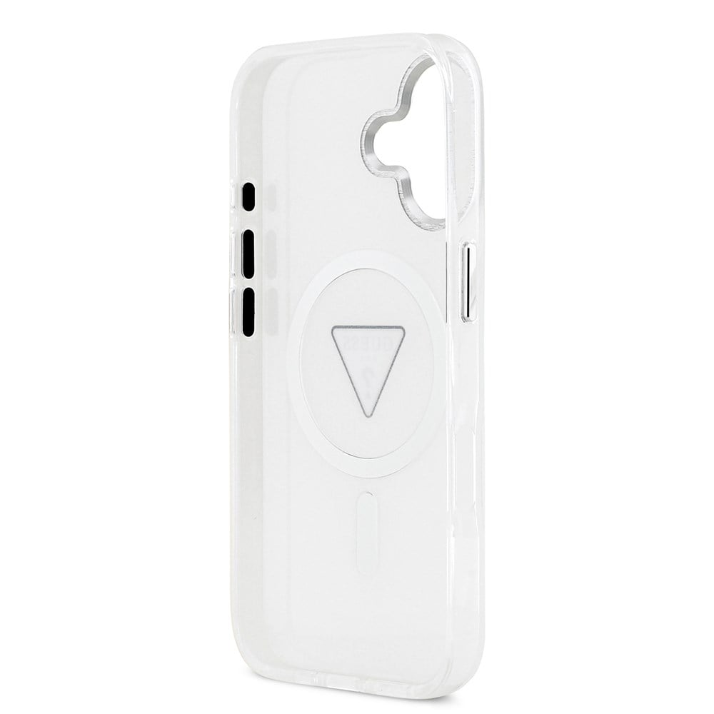 Apple iPhone 17 Kılıf Guess Orjinal Lisanslı M-safe Şarj Özellikli IML Baskılı Üçgen Logolu Metal Kamera Çerçeveli Kapak