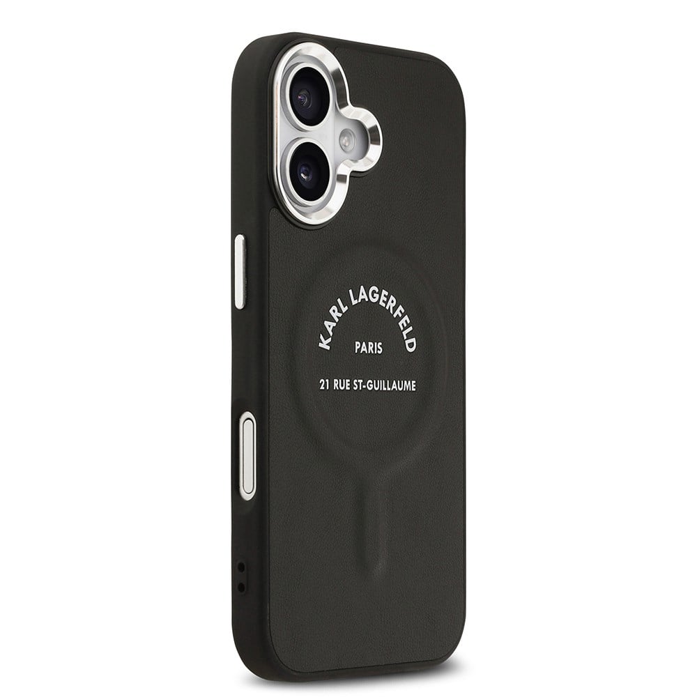 Apple iPhone 17 Kılıf Karl Lagerfeld Orjinal Lisanslı M-safe Şarj Özellikli Metal Kamera ve Buton Tasarımlı Paris RSG PU Deri Kapak