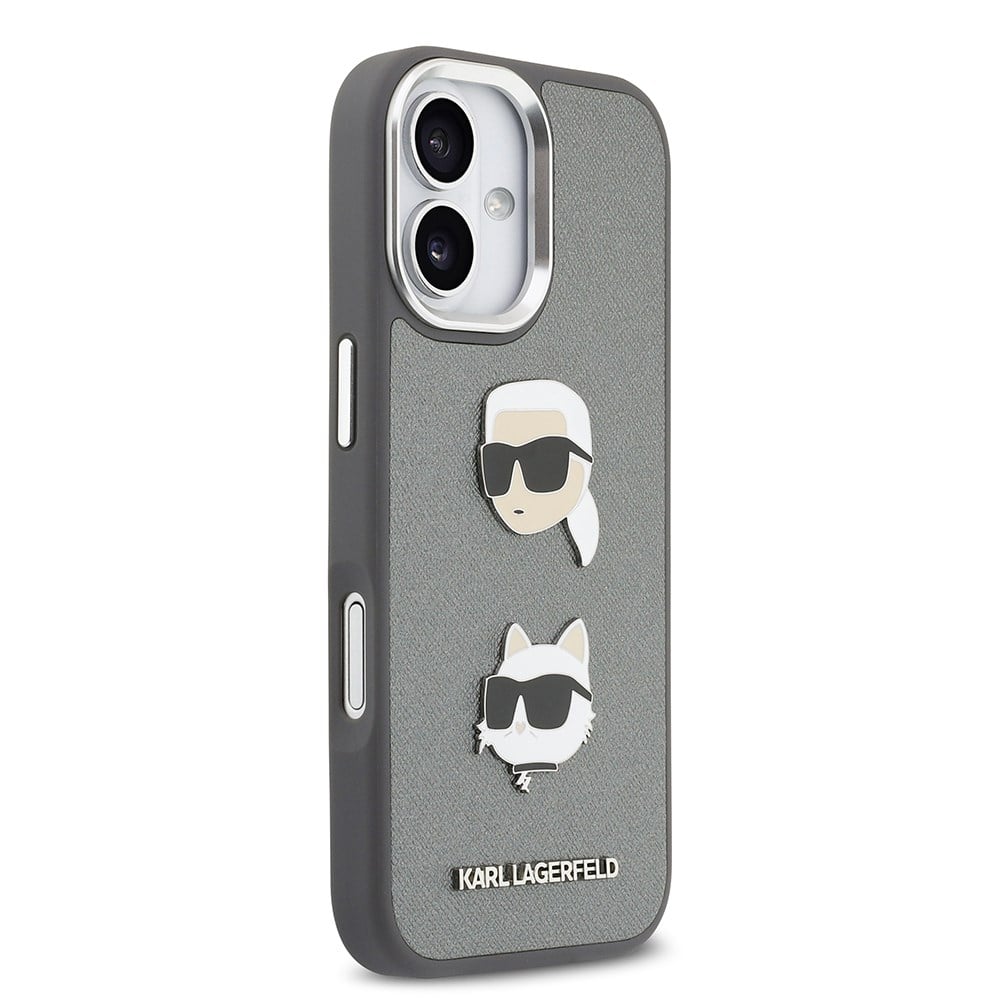 Apple iPhone 17 Kılıf Karl Lagerfeld Orjinal Lisanslı Metal Logolu K&C Heads Pin Kapak