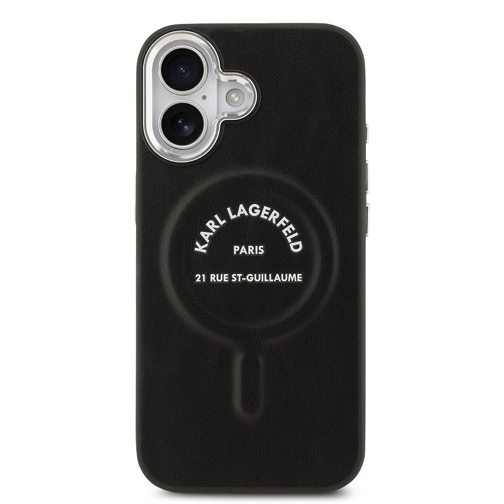 Apple iPhone 17 Kılıf Karl Lagerfeld Orjinal Lisanslı M-safe Şarj Özellikli Metal Kamera ve Buton Tasarımlı Paris RSG PU Deri Kapak