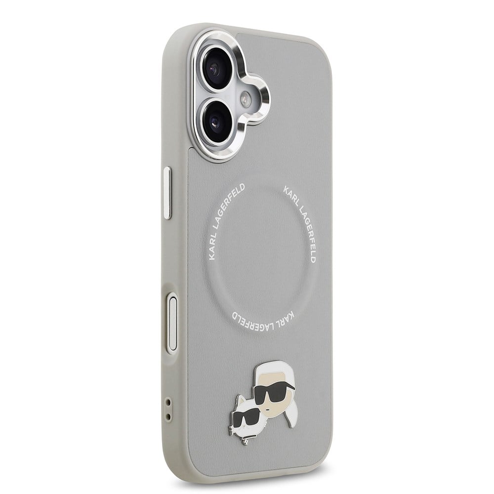 Apple iPhone 17 Kılıf Karl Lagerfeld Orjinal Lisanslı M-safe Şarj Özellikli Metal Kamera ve Buton Tasarımlı K&C PU Deri Kapak