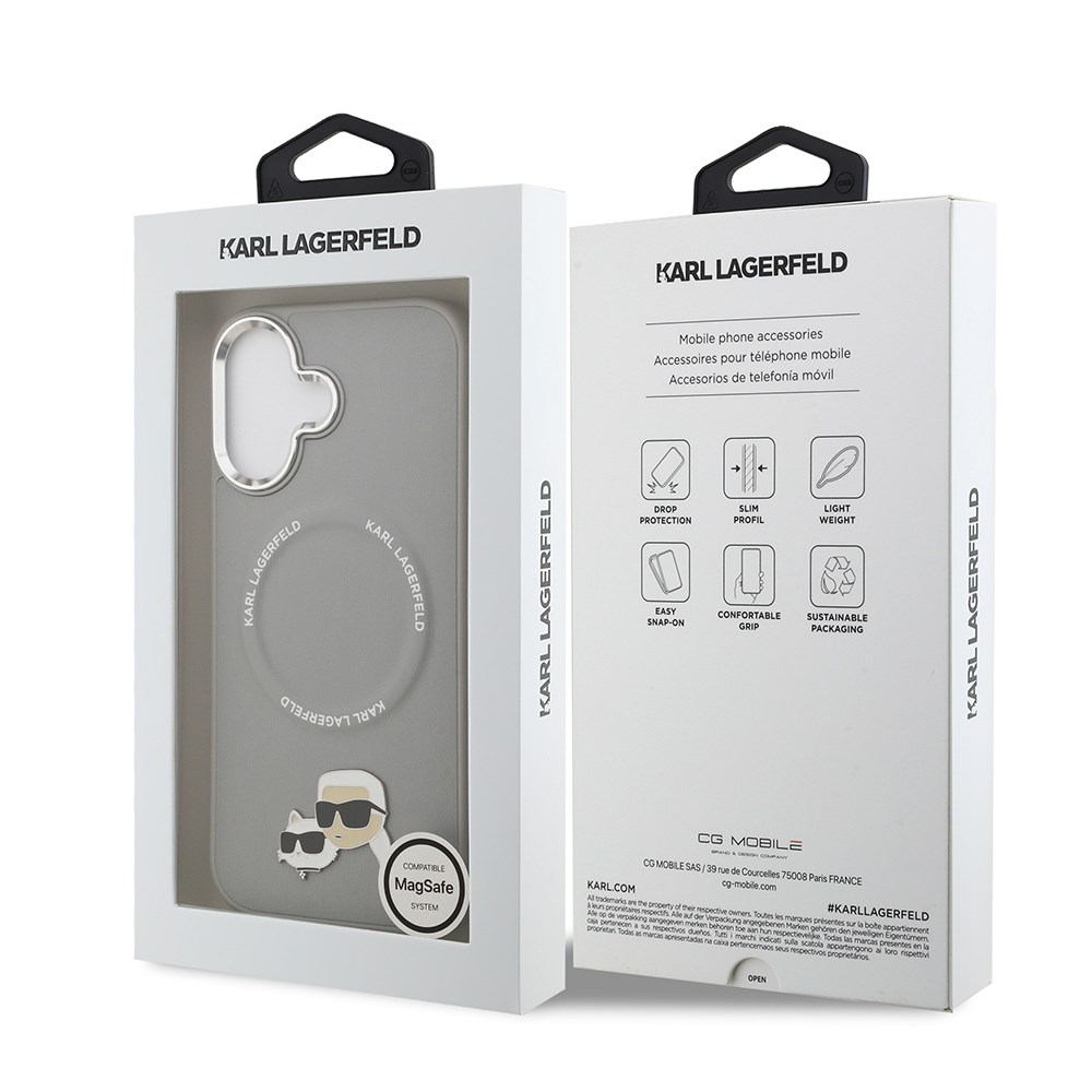 Apple iPhone 17 Kılıf Karl Lagerfeld Orjinal Lisanslı M-safe Şarj Özellikli Metal Kamera ve Buton Tasarımlı K&C PU Deri Kapak
