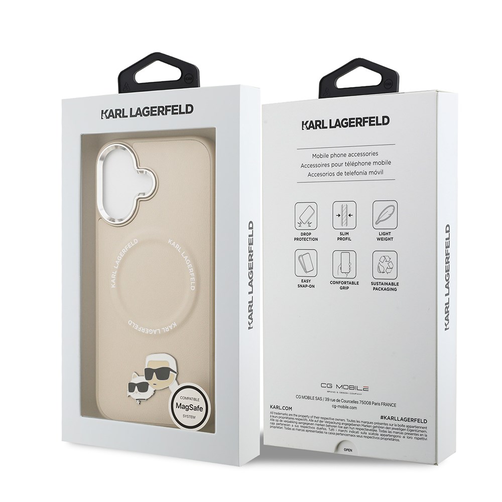 Apple iPhone 17 Kılıf Karl Lagerfeld Orjinal Lisanslı M-safe Şarj Özellikli Metal Kamera ve Buton Tasarımlı K&C PU Deri Kapak