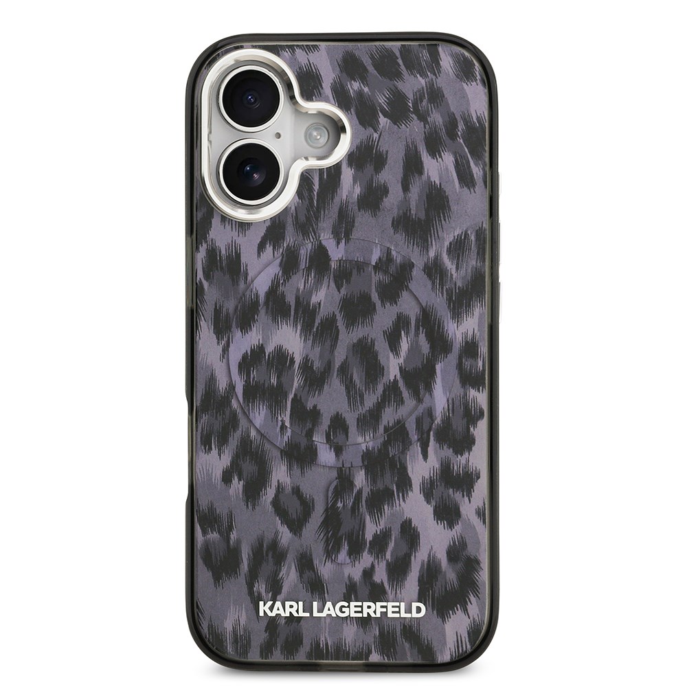 Apple iPhone 17 Kılıf Karl Lagerfeld Orjinal Lisanslı M-safe Şarj Özellikli IML Leopar Baskılı Kapak