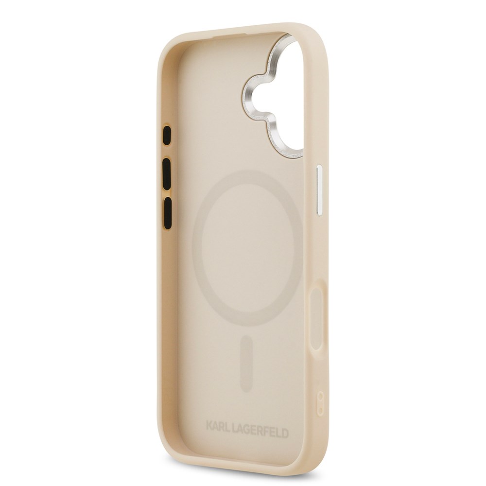 Apple iPhone 17 Kılıf Karl Lagerfeld Orjinal Lisanslı M-safe Şarj Özellikli Metal Kamera ve Buton Tasarımlı K&C PU Deri Kapak