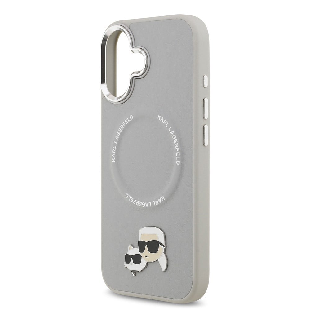 Apple iPhone 17 Kılıf Karl Lagerfeld Orjinal Lisanslı M-safe Şarj Özellikli Metal Kamera ve Buton Tasarımlı K&C PU Deri Kapak